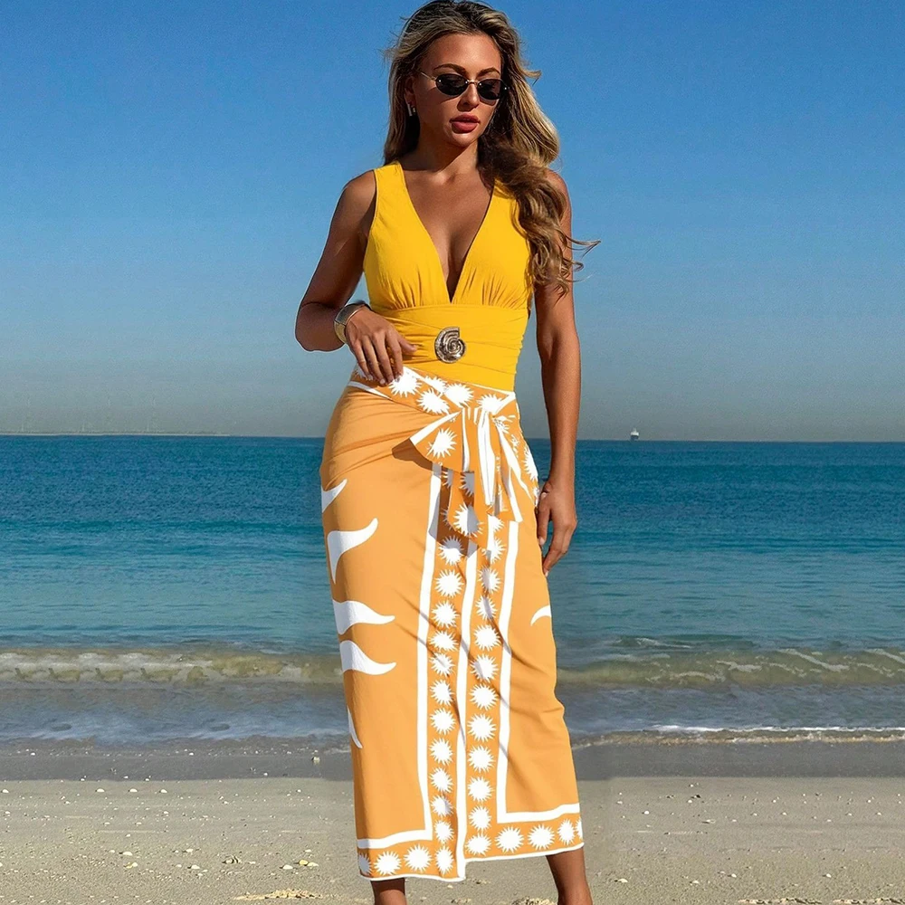 Модная женская одежда, купальник из двух предметов с темно-синим принтом, комплект бикини, пляжная юбка, боди из полиэстера, стильная одежда, платье макси
Модная женская одежда, купальник из двух предметов с темно-синим принтом, комплект бикини, пляжная юбка, боди из полиэстера, стильная одежда, платье макси