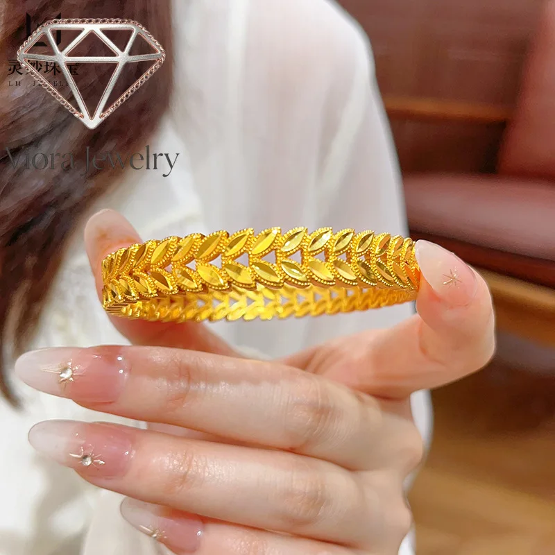 Viora Jewelry 9999 24K real gold shiny barley buckle bracelet ring hollow barley bracelet exquisite gift for girlfriend
Viora Jewelry 9999 24K real gold shiny barley buckle bracelet ring hollow barley bracelet exquisite gift for girlfriend