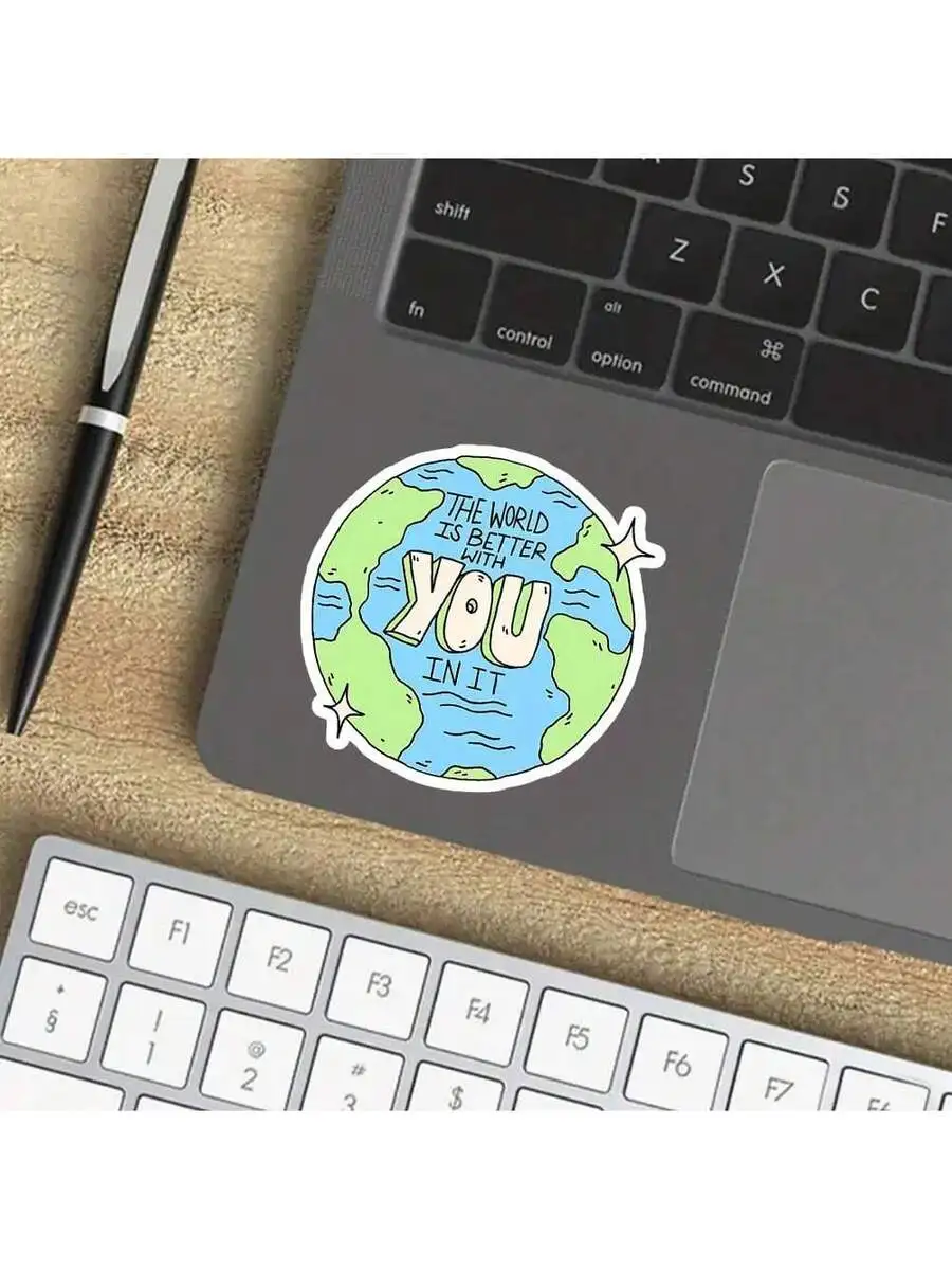 3 Inch Earth Illustration Vinyl Decal Featuring The World Is Better With You In It For Laptops, Bottles, Notebooks And Personal
3 Inch Earth Illustration Vinyl Decal Featuring The World Is Better With You In It For Laptops, Bottles, Notebooks And Personal