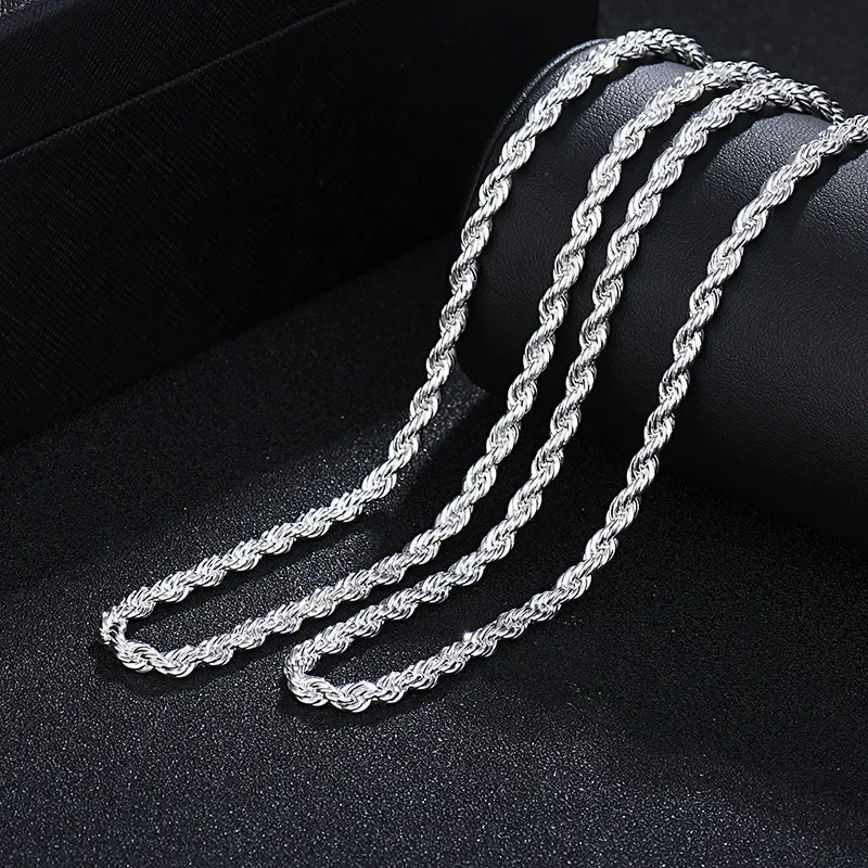 New 925 Sterling Silver 4MM Women Men chain Male Twisted Rope Necklace Fashion Silver Jewelry
New 925 Sterling Silver 4MM Women Men chain Male Twisted Rope Necklace Fashion Silver Jewelry