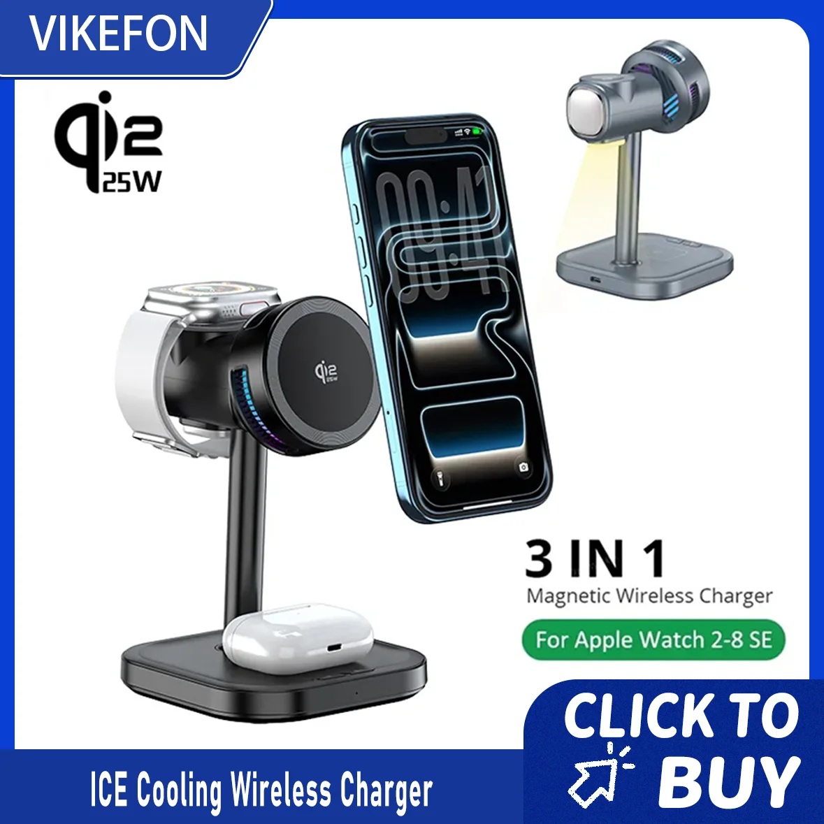 LED Light & Air Cooling & qi2 25W Magnetic Wireless Charger For iPhone 17 16 15 14 13 12 Apple Watch Airpods Pro Fast Charging
LED Light & Air Cooling & qi2 25W Magnetic Wireless Charger For iPhone 17 16 15 14 13 12 Apple Watch Airpods Pro Fast Charging