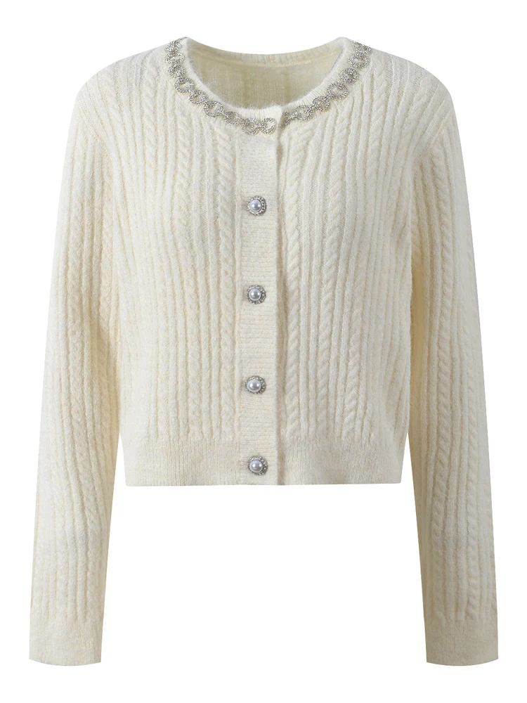 Ele ortened Draped Diamond Knot Front Cardigan Soft round Ne Gentlewoman Knitted Top for Womens Winter Faion 
Ele ortened Draped Diamond Knot Front Cardigan Soft round Ne Gentlewoman Knitted Top for Womens Winter Faion