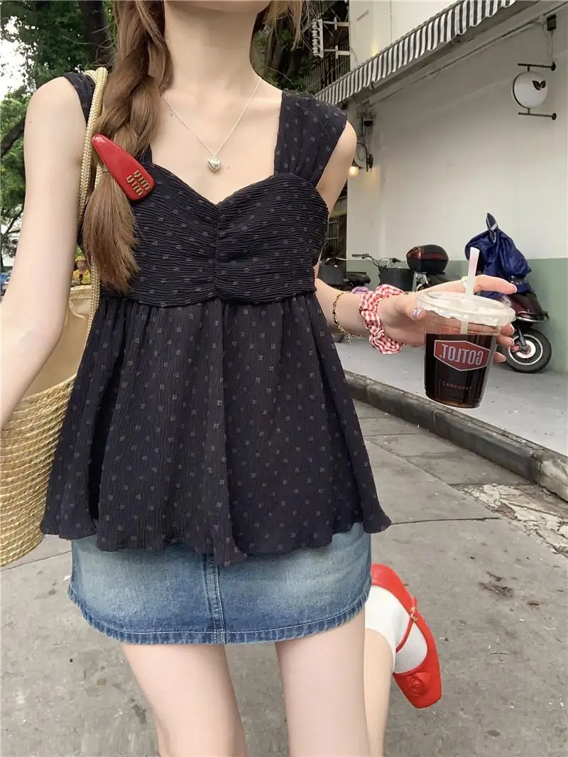 Camisole Sleeveless Blouses Backless Cropped Clothes Women Slim Sexy Kawaii Summer Basics Korean Fashion Crop Top
Camisole Sleeveless Blouses Backless Cropped Clothes Women Slim Sexy Kawaii Summer Basics Korean Fashion Crop Top