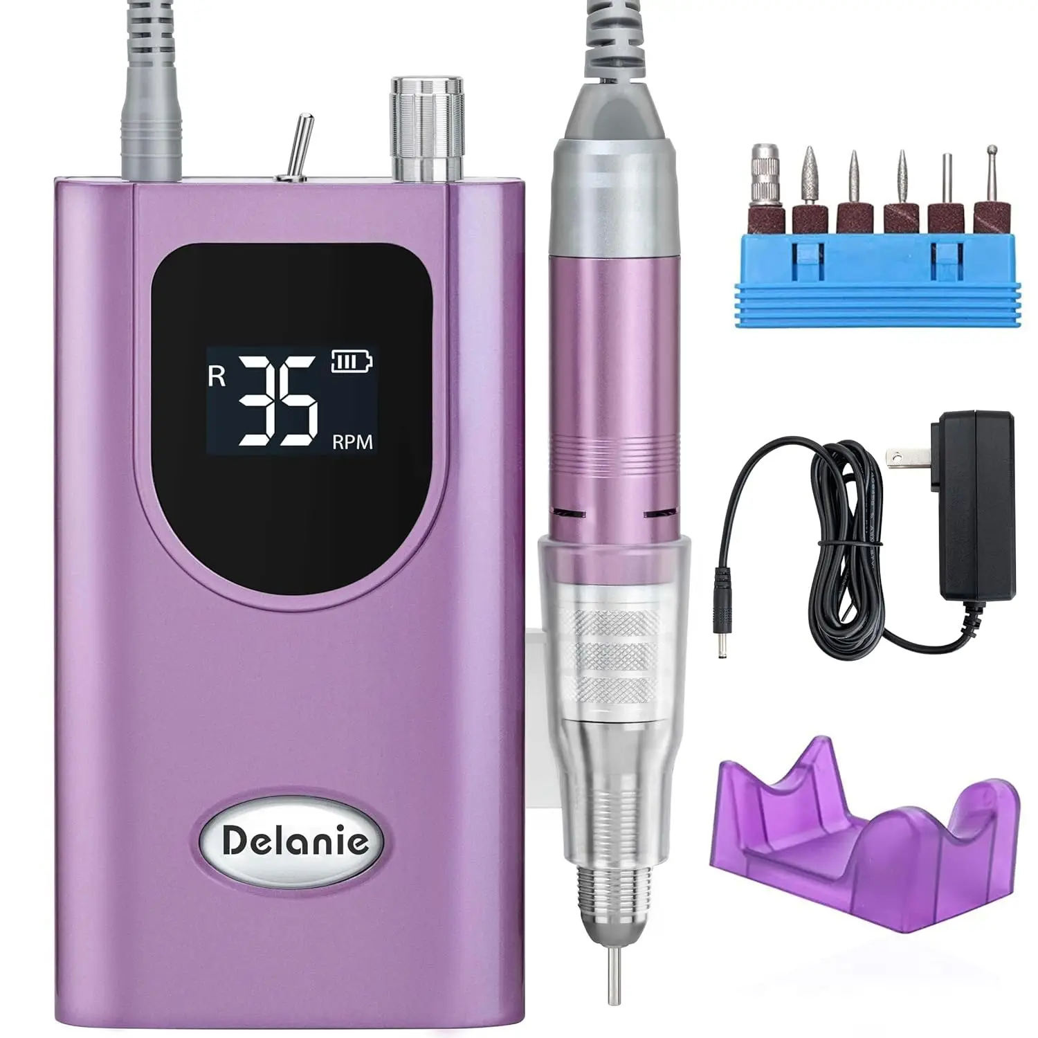 Professional Nail Drill 35000 RPM Rechargeable Portable E-File for Acrylic Gel, Salon Manicure Tool Purple
Professional Nail Drill 35000 RPM Rechargeable Portable E-File for Acrylic Gel, Salon Manicure Tool Purple