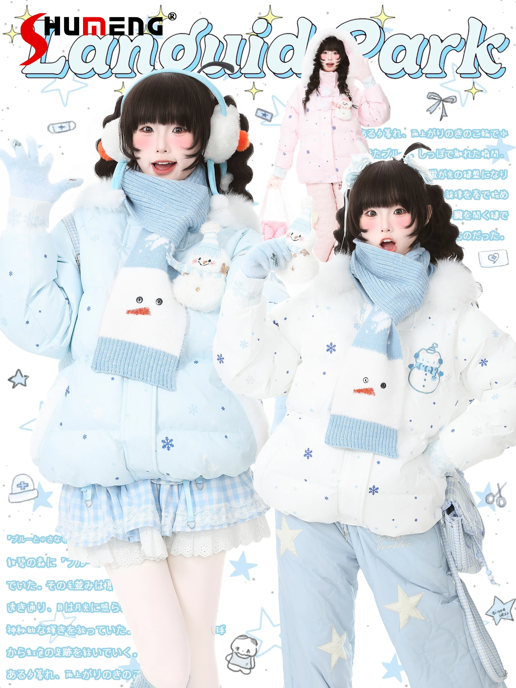 Original Japanese Style Kawaii Girl Snowflake Cotton Coats With Scarf Snowman Hooded Zipper Thick Warm Short Jacket Women Winter
Original Japanese Style Kawaii Girl Snowflake Cotton Coats With Scarf Snowman Hooded Zipper Thick Warm Short Jacket Women Winter