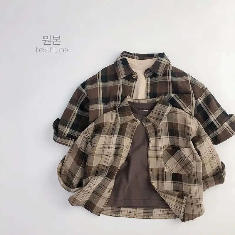 Kids Boys Plaid Shirts 2025 New Arrival Children Khaki Plaid Tops Spring Autumn Cardigan Korean Style Outwear Thin T-shirts
Kids Boys Plaid Shirts 2025 New Arrival Children Khaki Plaid Tops Spring Autumn Cardigan Korean Style Outwear Thin T-shirts