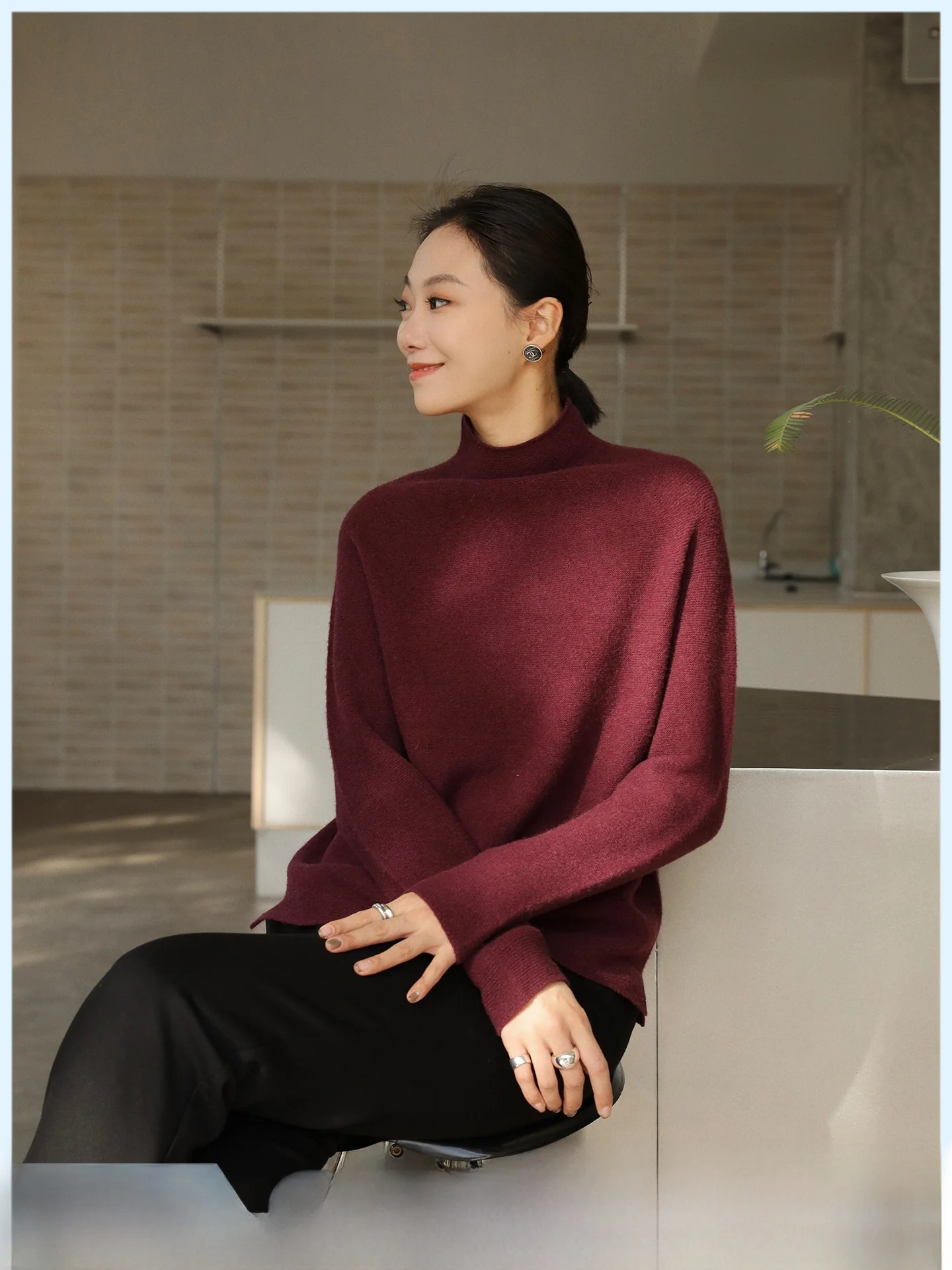 Caramel Colored Versatile Women's Woolen Knit Sweater Half High Collar Warmth Comfortable Long Sleeve Loose Fit Knitted Top
Caramel Colored Versatile Women's Woolen Knit Sweater Half High Collar Warmth Comfortable Long Sleeve Loose Fit Knitted Top