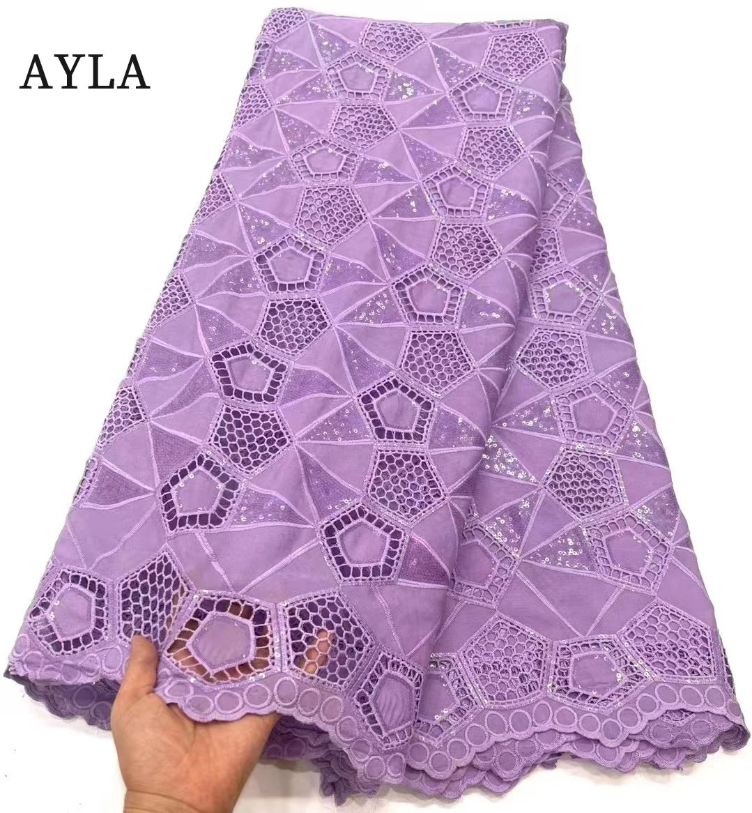 Purple African Lace Fabric 2023 High Quality Water Soluble French Cord Lace Fabric with Sequins Lace Sewing Materials 5 Yards
Purple African Lace Fabric 2023 High Quality Water Soluble French Cord Lace Fabric with Sequins Lace Sewing Materials 5 Yards