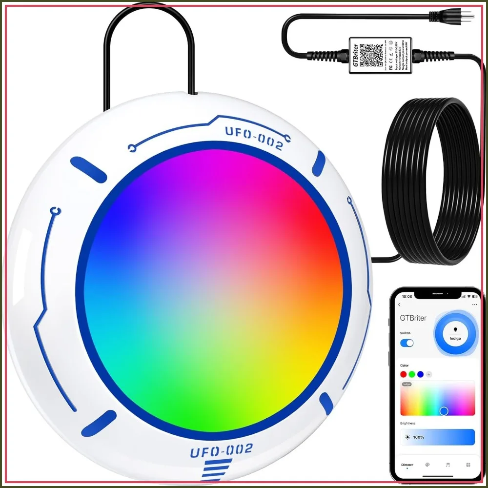 20W RGB Dimmable LED Pool Light with APP Control, 16M Colors, 900 Lumens, IP68 Waterproof, 28FT Cord
20W RGB Dimmable LED Pool Light with APP Control, 16M Colors, 900 Lumens, IP68 Waterproof, 28FT Cord