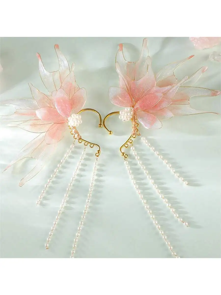Fairy Floral Ear Cuffs Clip-On Pearl Tassel Earrings For Women Cosplay Accessories
Fairy Floral Ear Cuffs Clip-On Pearl Tassel Earrings For Women Cosplay Accessories