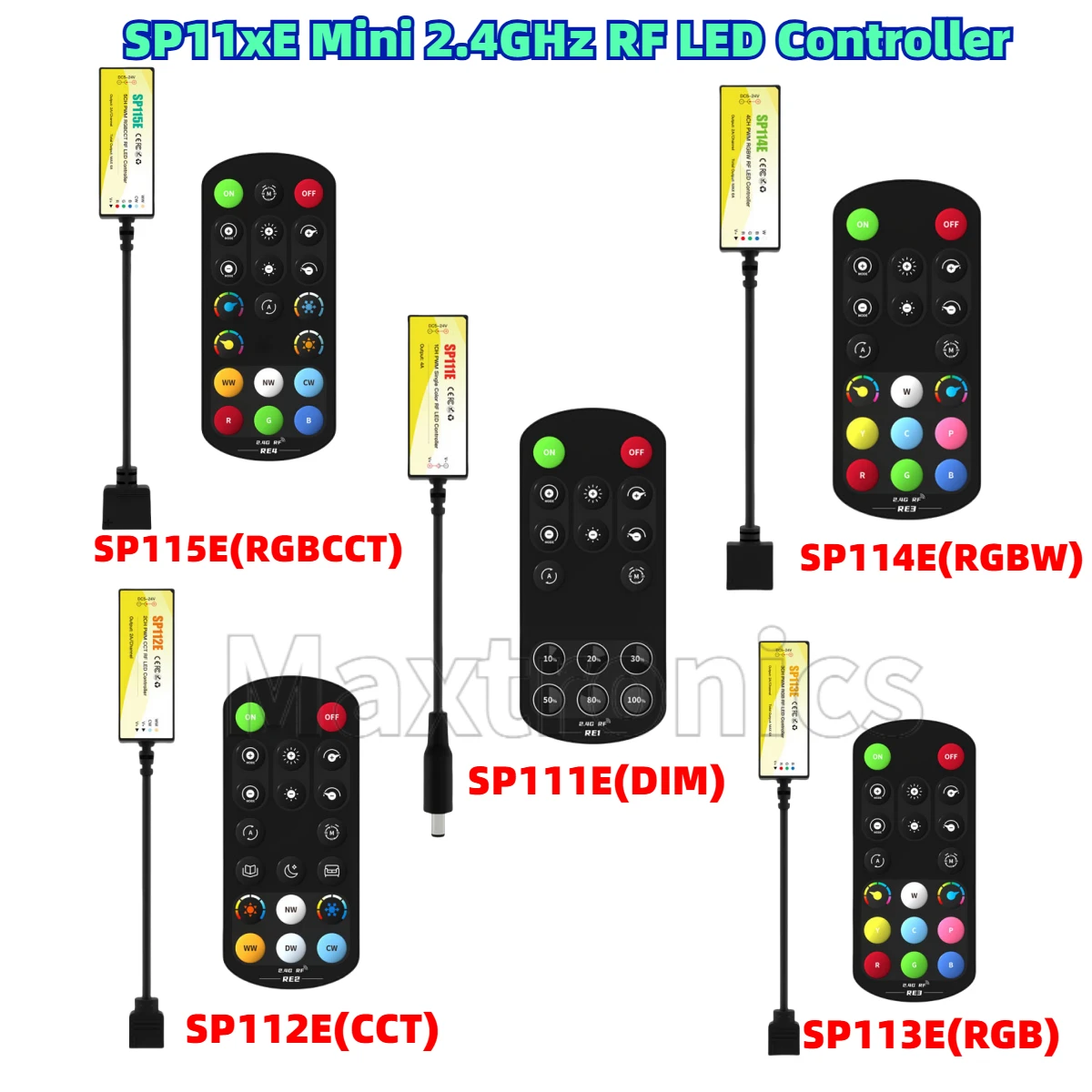 5-24V SP11xE Mini 2.4GHz RF LED Controller PWM 2pin DIM 3pin CCT 4pin RGB 5pin RGBW 6pin RGBCCT 2835 5050 FCOB No IC Light Strip
5-24V SP11xE Mini 2.4GHz RF LED Controller PWM 2pin DIM 3pin CCT 4pin RGB 5pin RGBW 6pin RGBCCT 2835 5050 FCOB No IC Light Strip