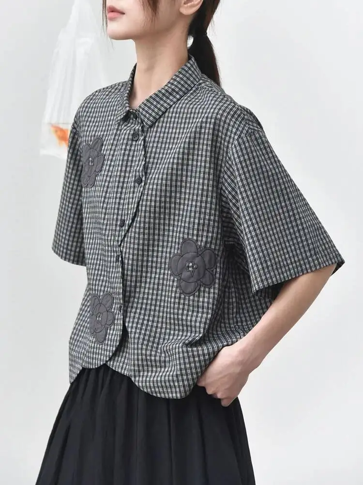 Green Plaid Women Flower Patch Big Size Blouse New Lapel Short Sleeve Shirt Fashion Spring Summer 2026 U3VD
Green Plaid Women Flower Patch Big Size Blouse New Lapel Short Sleeve Shirt Fashion Spring Summer 2026 U3VD