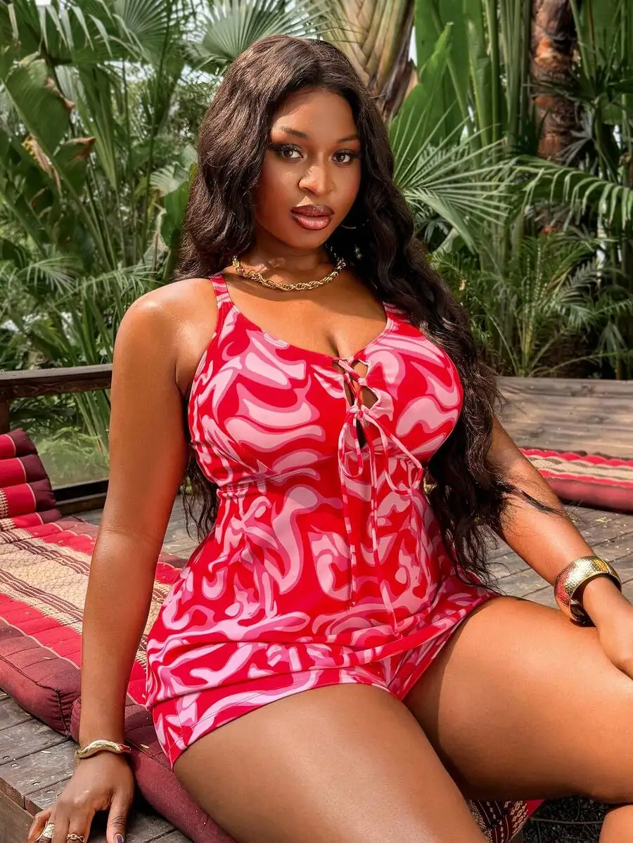Plus Size Pink Marble Print Swimdress With Shorts Racerback Tankini Tummy Control
Plus Size Pink Marble Print Swimdress With Shorts Racerback Tankini Tummy Control