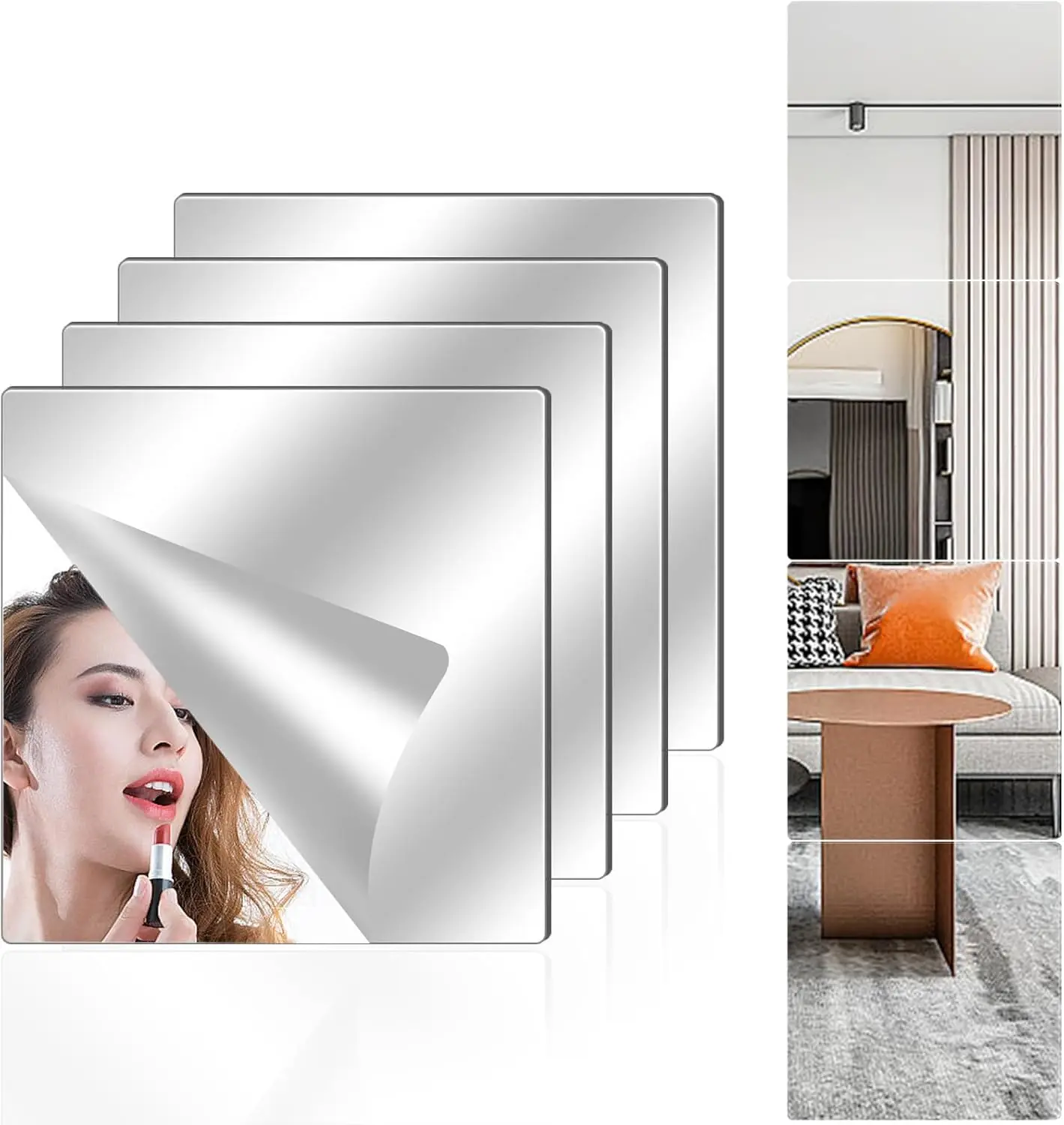 Set of 4 Unbreakable 8x8 Inch Acrylic Mirror Tiles for Wall Decor Home Gym Bedroom
Set of 4 Unbreakable 8x8 Inch Acrylic Mirror Tiles for Wall Decor Home Gym Bedroom