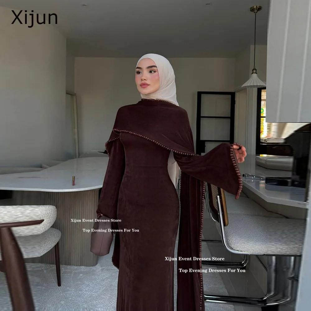 Xijun Luxury Brown Evening Dresses Pearls Cape Sleeves Formal Dubai Prom Dresses O-Neck Muslim Mermaid Prom Gowns Customized
Xijun Luxury Brown Evening Dresses Pearls Cape Sleeves Formal Dubai Prom Dresses O-Neck Muslim Mermaid Prom Gowns Customized