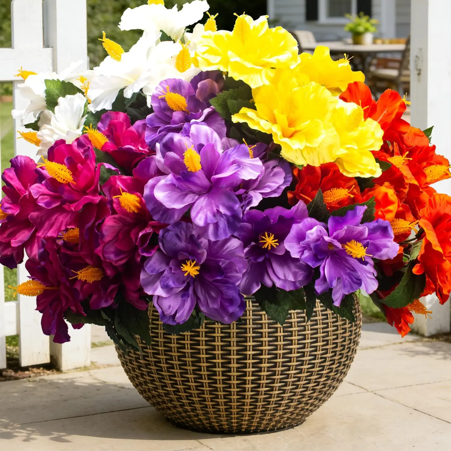 Artificial Hibiscus Flowers 5 Bundles, UV Resistant Fake Tropical Flowers Realistic Silk Blooms for Outdoor Planter Gard
Artificial Hibiscus Flowers 5 Bundles, UV Resistant Fake Tropical Flowers Realistic Silk Blooms for Outdoor Planter Gard