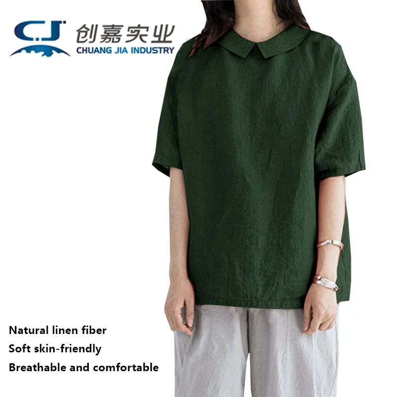 Linen Spring Summer Ladies Doll Collar Back Cardigan Shirt Loose Short Sleeve Cotton Linen Top Student Style Youth Cute Clothing
Linen Spring Summer Ladies Doll Collar Back Cardigan Shirt Loose Short Sleeve Cotton Linen Top Student Style Youth Cute Clothing