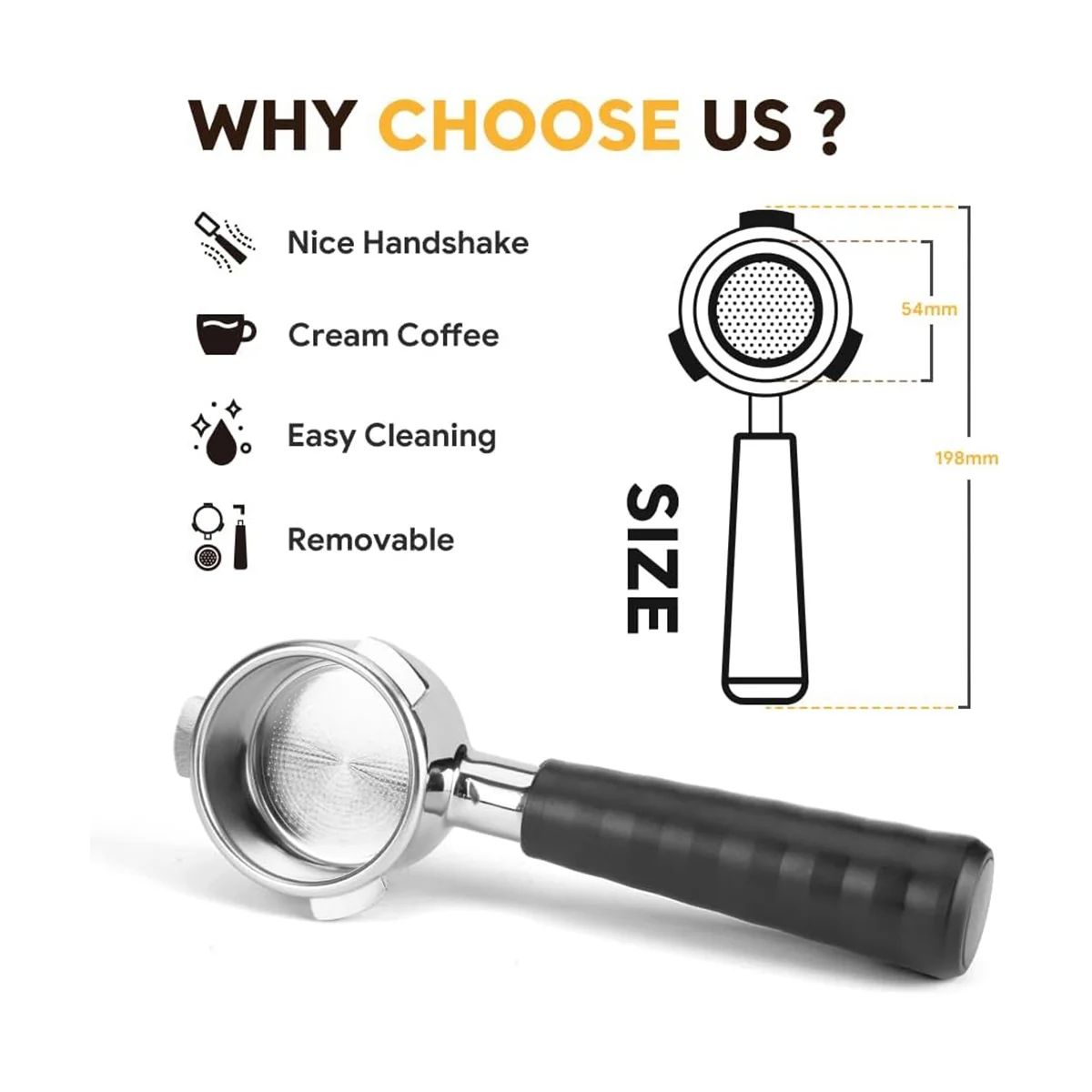 handle 51 mm Bottomless Espresso Coffee Portafilter ,Magnetic Espresso Funnel for Portafilter 51 mm Dosing Ring
handle 51 mm Bottomless Espresso Coffee Portafilter ,Magnetic Espresso Funnel for Portafilter 51 mm Dosing Ring