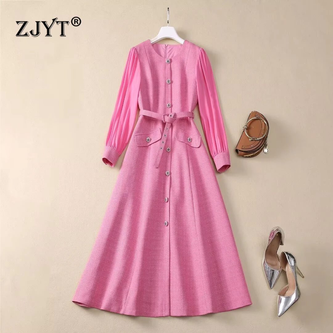 ZJYT Autumn Winter Elegant Midi Tweed Dresses for Women 2024 Designer Single Breasted Buttons Belt Aline Casual Dress Party Robe
ZJYT Autumn Winter Elegant Midi Tweed Dresses for Women 2024 Designer Single Breasted Buttons Belt Aline Casual Dress Party Robe