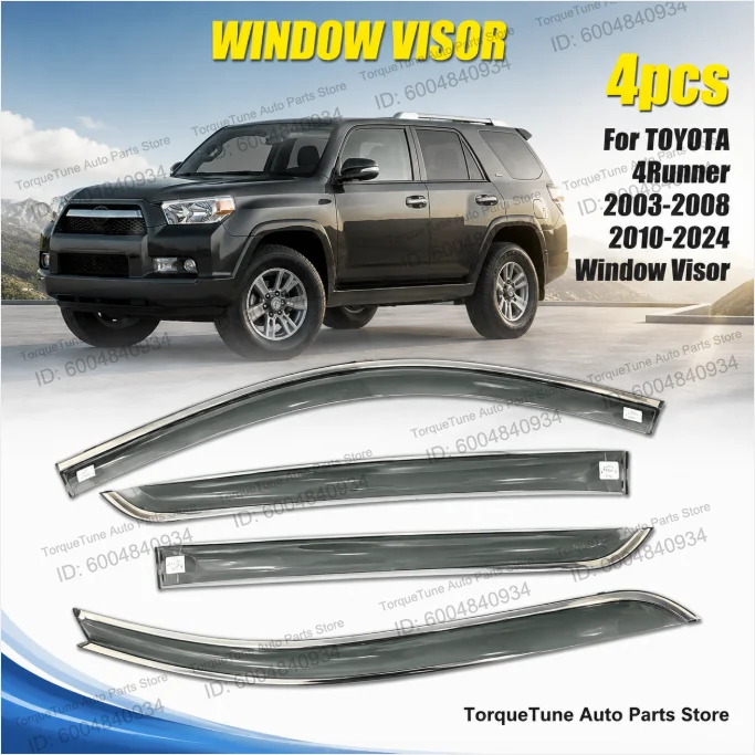 Premium Direct Fit Window Visor Wind Deflector For TOYOTA 4Runner 2003-2008 2010-2024 PC Stainless Steel Rain Guards
Premium Direct Fit Window Visor Wind Deflector For TOYOTA 4Runner 2003-2008 2010-2024 PC Stainless Steel Rain Guards