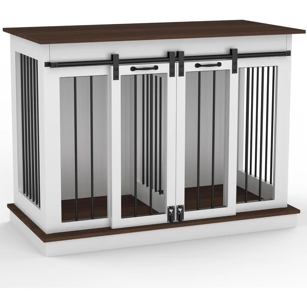Dog Crate Indoor Furniture, 47.2'' Dog Kennel with 2 Sliding Doors, Heavy Duty Wooden Cage for Large Medium Small Dogs, White
Dog Crate Indoor Furniture, 47.2'' Dog Kennel with 2 Sliding Doors, Heavy Duty Wooden Cage for Large Medium Small Dogs, White