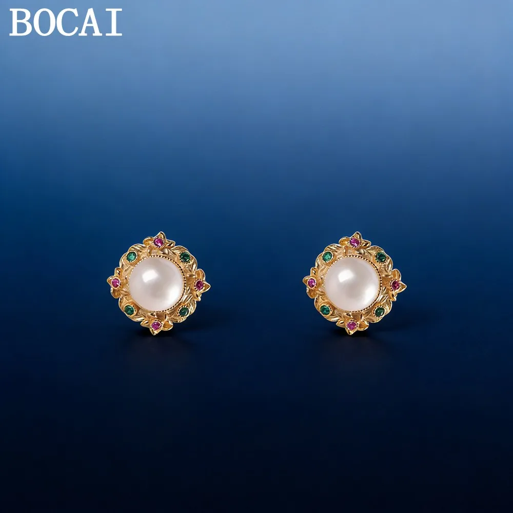 Ювелирный набор BOCAI S925 из стерлингового серебра с пресноводным жемчугом, европейские серьги с цветными цирконами, изысканный подарок для женщин
Ювелирный набор BOCAI S925 из стерлингового серебра с пресноводным жемчугом, европейские серьги с цветными цирконами, изысканный подарок для женщин