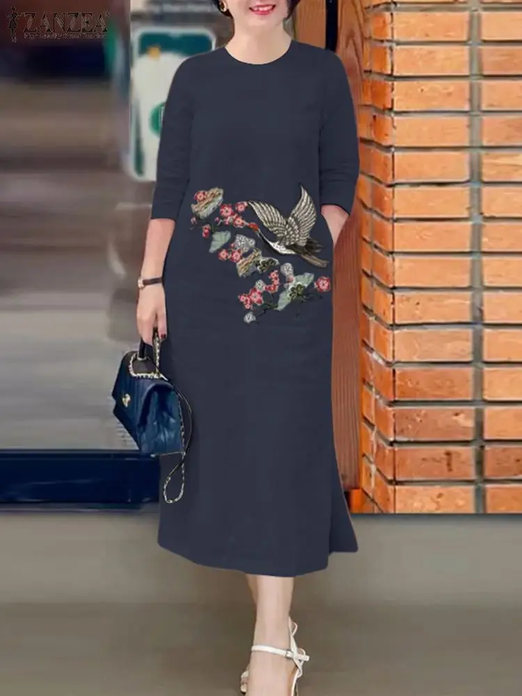 Vintage 3/4 Sleeve Floral Embroidery Dress Women Summer Sundress ZANZEA Bohemain Stylish Work Vestidos Elegant Loose Midi Dress
Vintage 3/4 Sleeve Floral Embroidery Dress Women Summer Sundress ZANZEA Bohemain Stylish Work Vestidos Elegant Loose Midi Dress