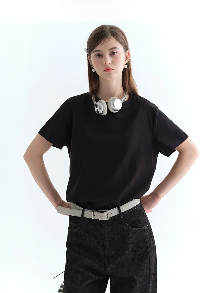 Black Basic round Neck Short Sleeve T-Shirt Women's Spring Commute New Style Jiujiu Cotton Spandex Loose Fit Comfortable
Black Basic round Neck Short Sleeve T-Shirt Women's Spring Commute New Style Jiujiu Cotton Spandex Loose Fit Comfortable