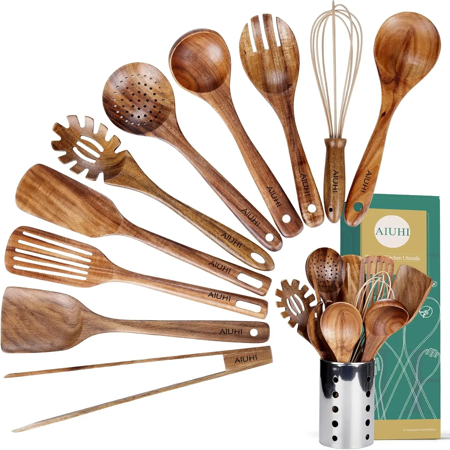 Kitchen Utenails Set with Holder,Kitchen Wooden Utensils for Cooking, Wood Utensil Natural Teak Wood Spoons for Cooking,Wooden K
Kitchen Utenails Set with Holder,Kitchen Wooden Utensils for Cooking, Wood Utensil Natural Teak Wood Spoons for Cooking,Wooden K