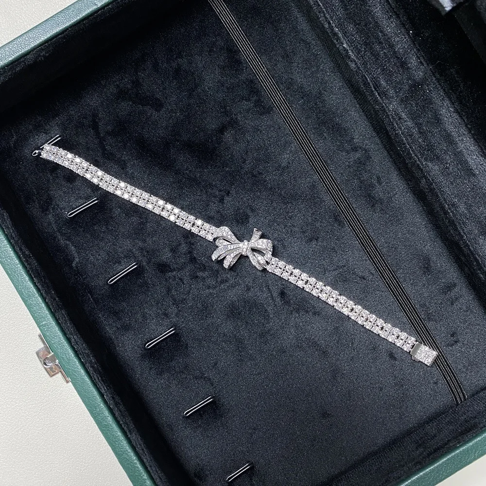 S925 Sterling Silver Bow Bracelet HW Full Diamond Luxury Set Versatile Chain, Border Between Europe and America
S925 Sterling Silver Bow Bracelet HW Full Diamond Luxury Set Versatile Chain, Border Between Europe and America