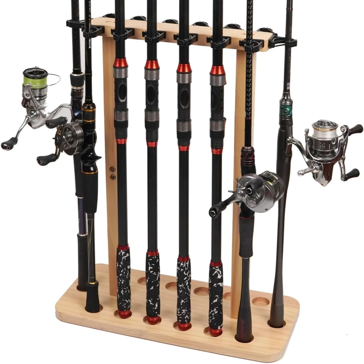 Fishing Rod Storage Racks Wood Floor Stand Fishing Pole Holders for Garage of 14 Rods or Combos Fishing Gear Storage Organizer
Fishing Rod Storage Racks Wood Floor Stand Fishing Pole Holders for Garage of 14 Rods or Combos Fishing Gear Storage Organizer