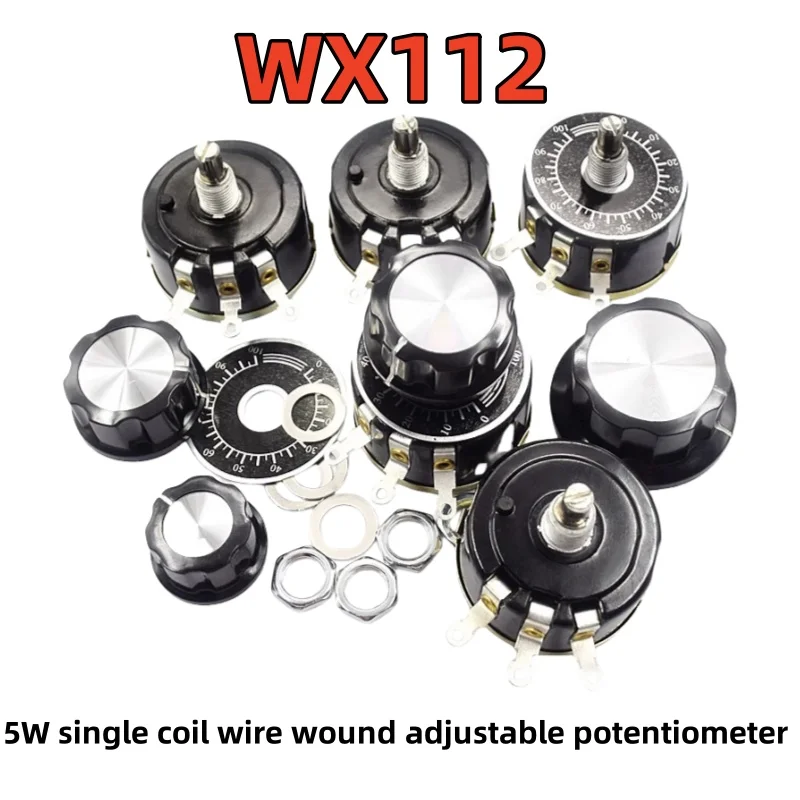 WX112 WX050 5W single coil wire wound adjustable potentiometer 100R 1K 2K2 4K7 10K 22k 47k
WX112 WX050 5W single coil wire wound adjustable potentiometer 100R 1K 2K2 4K7 10K 22k 47k