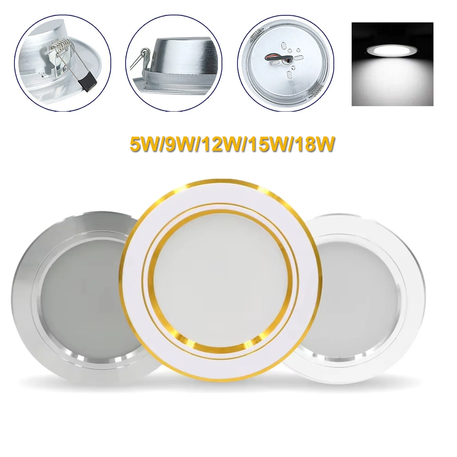 5w 9w 12w 15w 18w Led Колесный потолок Встроенный холодный белый с золотой домашней лампой 230v Круглая панель
5w 9w 12w 15w 18w Led Колесный потолок Встроенный холодный белый с золотой домашней лампой 230v Круглая панель