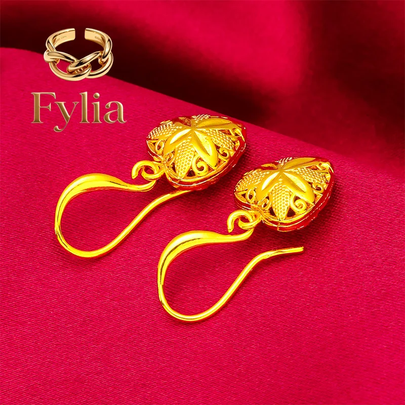 Fylia Jewelry Fylia Jewelry 24K Gold Heart Earrings AU999 Pure Gold, 3D heart design, mirror-polished finish, perfect for dai
Fylia Jewelry Fylia Jewelry 24K Gold Heart Earrings AU999 Pure Gold, 3D heart design, mirror-polished finish, perfect for dai