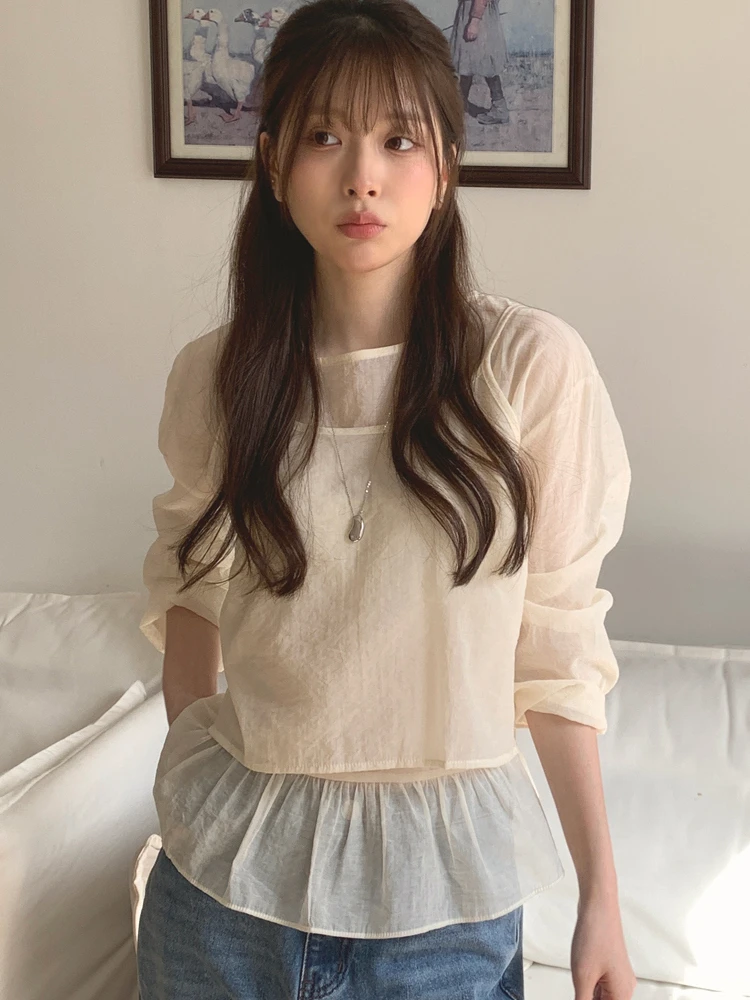 Spring Edition Long Sve Women's Top Fairy T Design Chiffon irt Outerwear Tank Top Two-Piece Set Korean Sle Loose Fit
Spring Edition Long Sve Women's Top Fairy T Design Chiffon irt Outerwear Tank Top Two-Piece Set Korean Sle Loose Fit