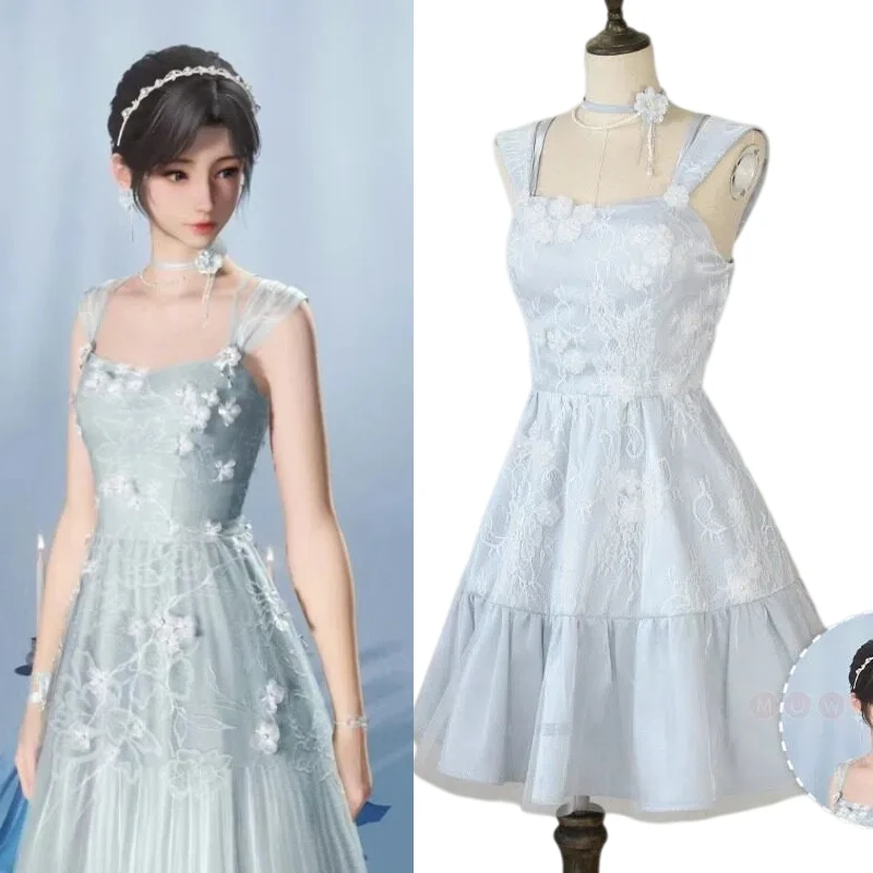 Game Love and Deepspace Cosplay Costume Blue Spaghetti-strap Dress with Accessories Full Set for Women Theme Party
Game Love and Deepspace Cosplay Costume Blue Spaghetti-strap Dress with Accessories Full Set for Women Theme Party