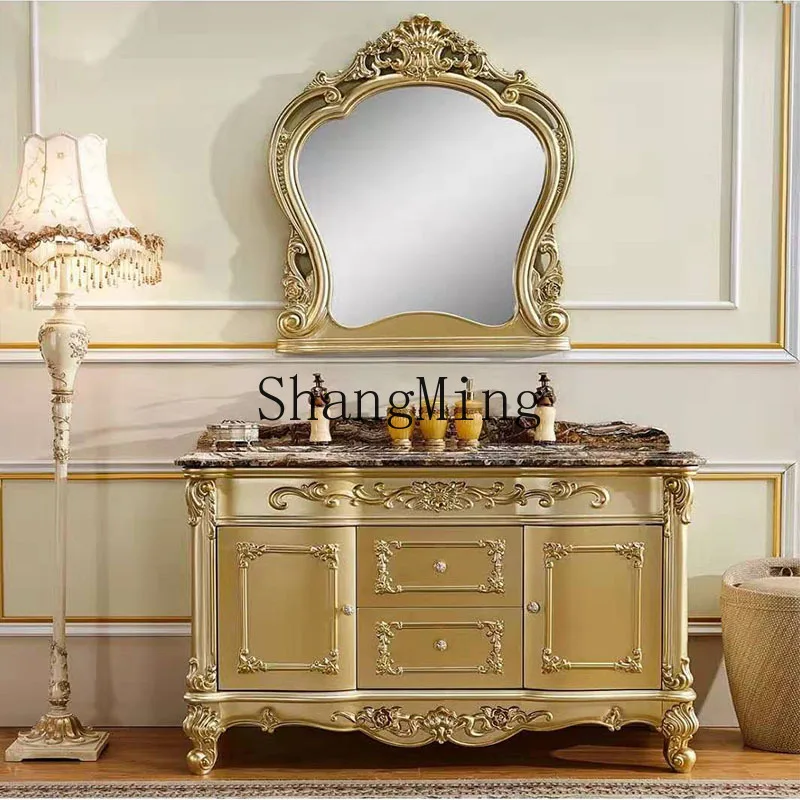 CL champagne gold solid wood bathroom cabinet oak engraved grooming floor-to-ceiling washbasin cabinet combination
CL champagne gold solid wood bathroom cabinet oak engraved grooming floor-to-ceiling washbasin cabinet combination