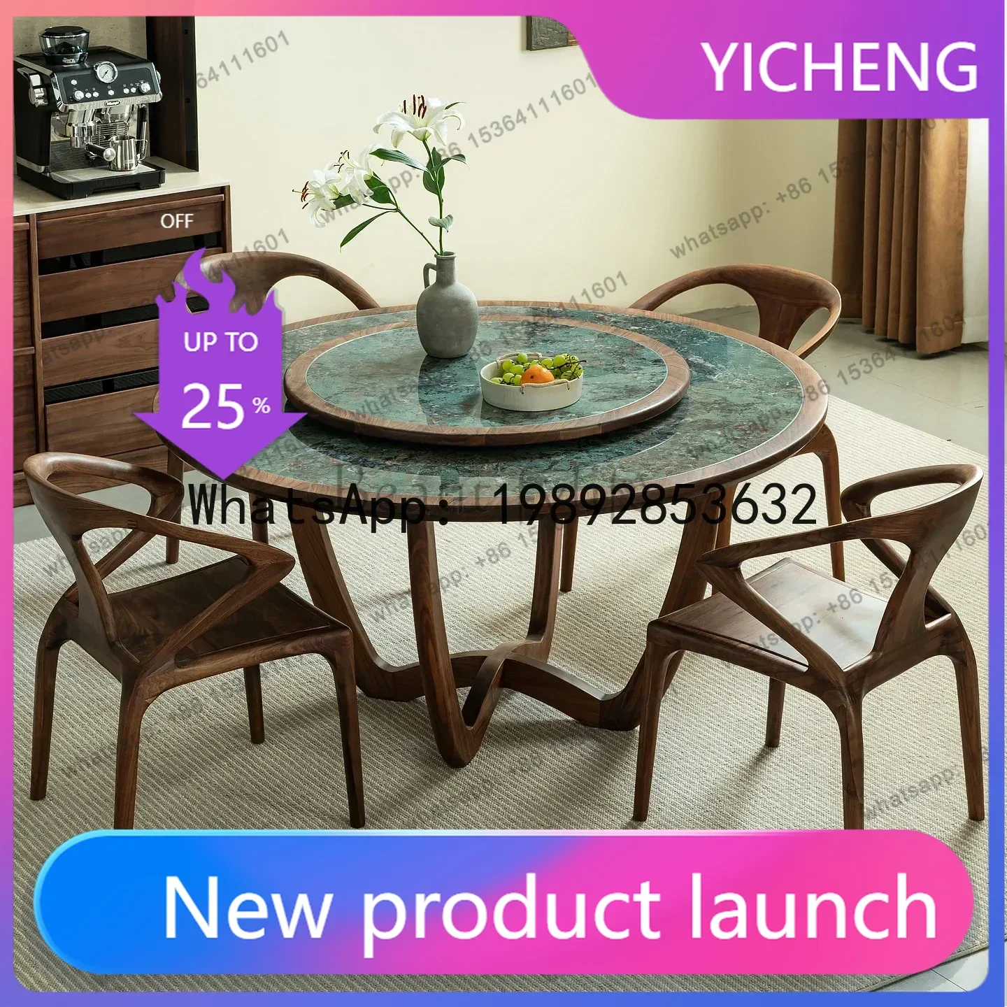 Black Walnut Solid Wood Round Dining Table Modern Simple Light Luxury Villa Home Round Rock Slab Dining Table
Black Walnut Solid Wood Round Dining Table Modern Simple Light Luxury Villa Home Round Rock Slab Dining Table