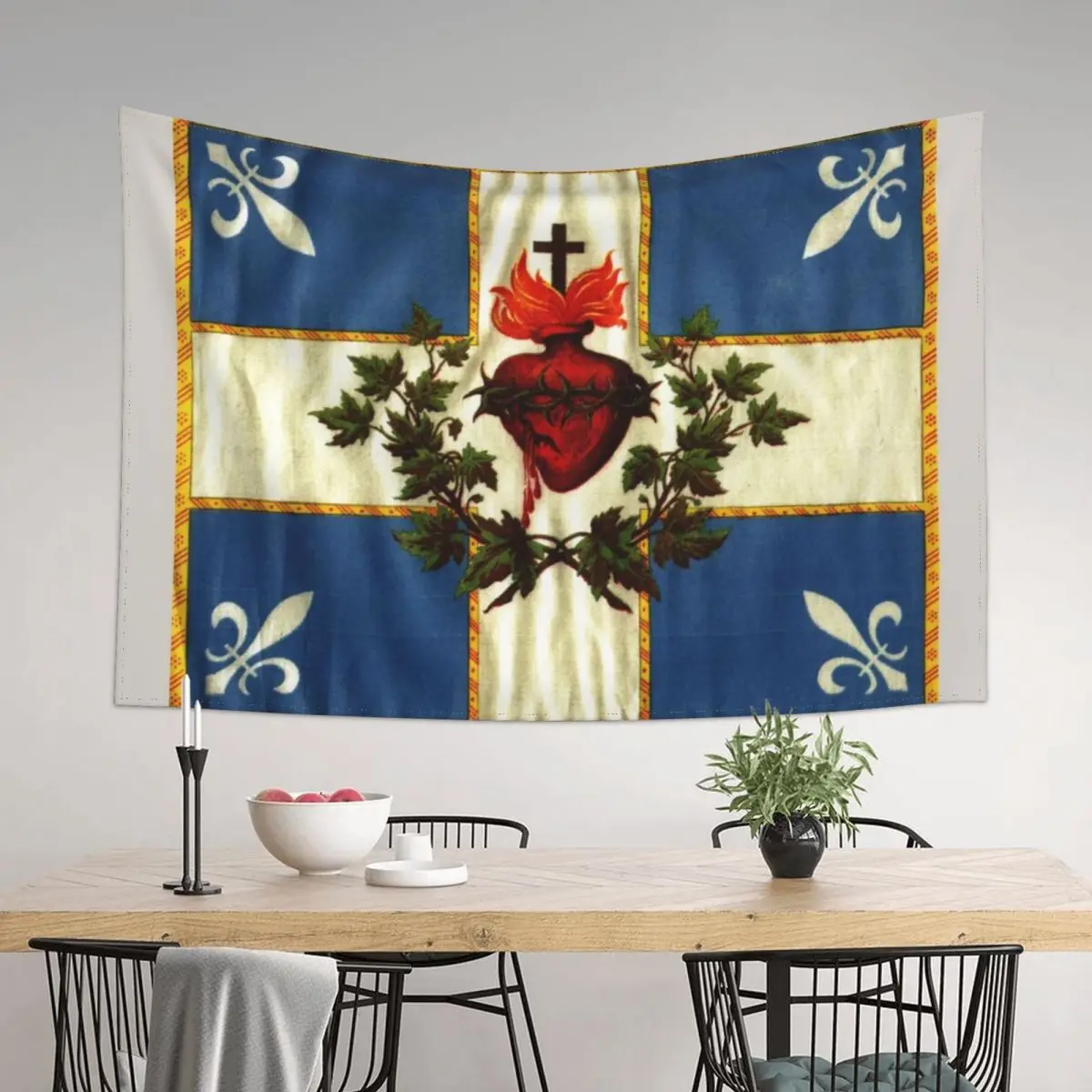 Quebec flag drapeau Québec Patriote Carillon Sacré-Cur Christian Catholic old vintage edition with fleurs de lys HD HI Tapestry 
Quebec flag drapeau Québec Patriote Carillon Sacré-Cur Christian Catholic old vintage edition with fleurs de lys HD HI Tapestry