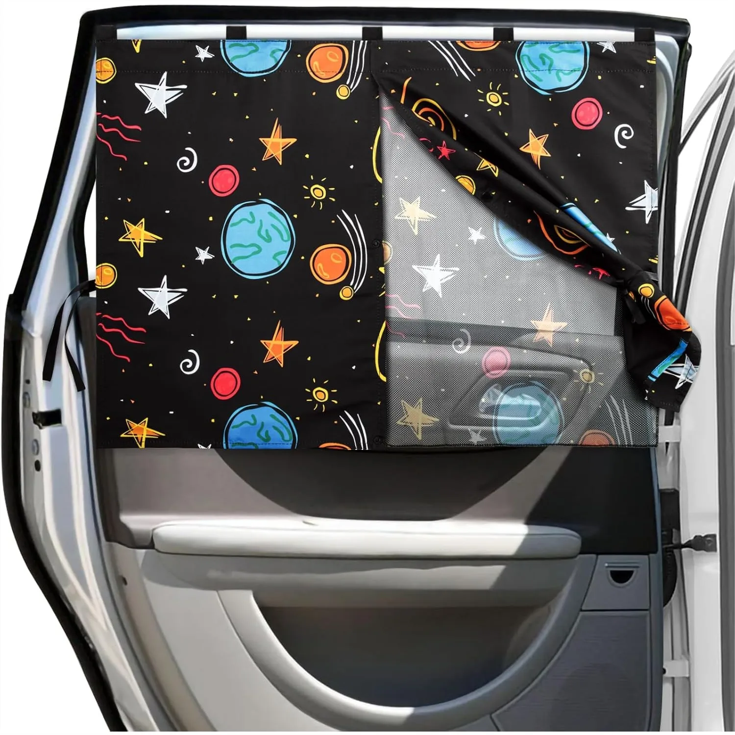 Magnetic Car Sun Shades for Baby, 2 Packs Double Layer Blackout/See Through Side Window Curtains with Starry Pattern, UV Blocker
Magnetic Car Sun Shades for Baby, 2 Packs Double Layer Blackout/See Through Side Window Curtains with Starry Pattern, UV Blocker