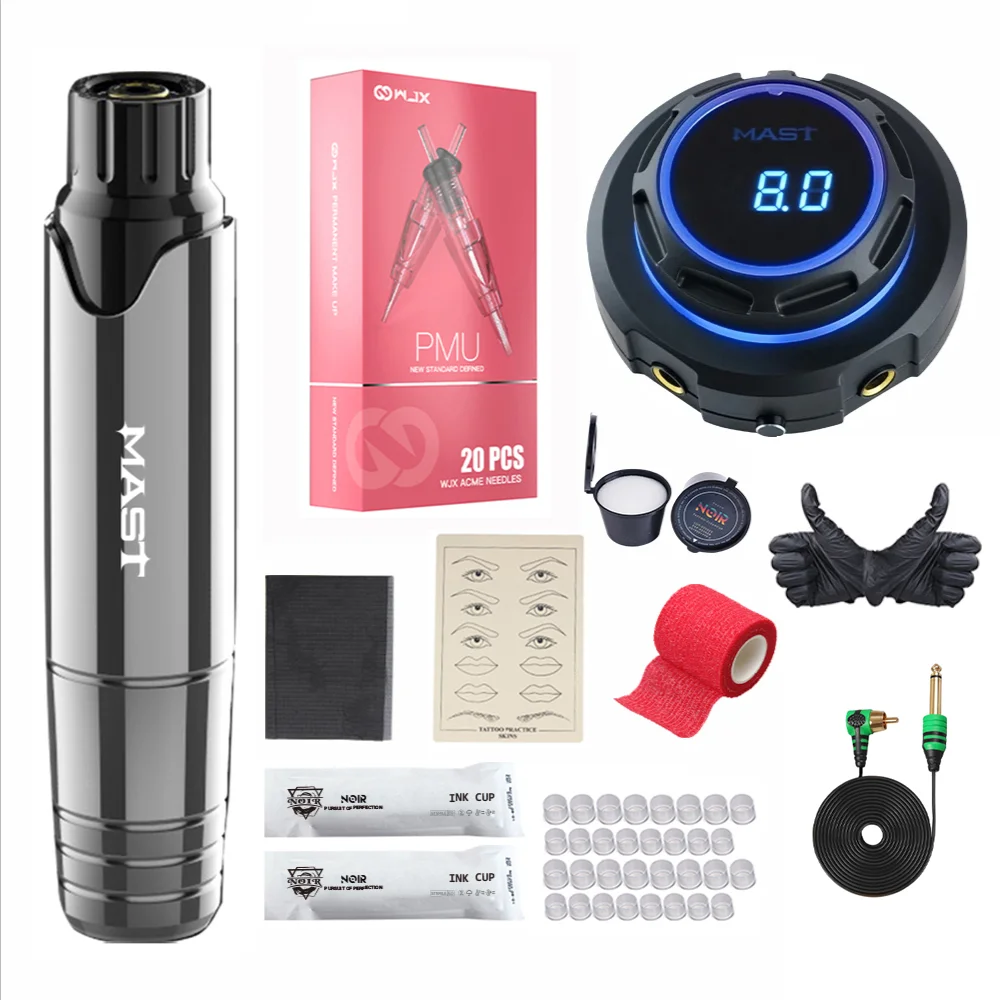 Mast P10 Tattoo Kit RCA Rotary Permanent Makeup Machine With Noir OLED Power Supplies 20Pcs 1RL WJX PMU Cartridge Needles
Mast P10 Tattoo Kit RCA Rotary Permanent Makeup Machine With Noir OLED Power Supplies 20Pcs 1RL WJX PMU Cartridge Needles