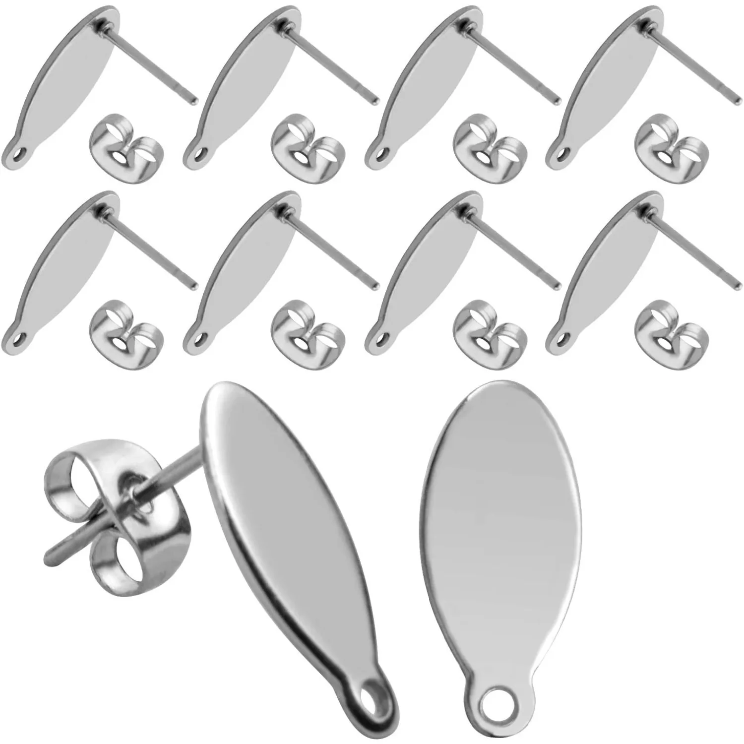 Фурнитура для сережек-гвоздиков - 20 шт. овальные шпильки из нержавеющей стали, пустая стойка с петлей и 20 шт. спинки-бабочки для изготовления
Фурнитура для сережек-гвоздиков - 20 шт. овальные шпильки из нержавеющей стали, пустая стойка с петлей и 20 шт. спинки-бабочки для изготовления