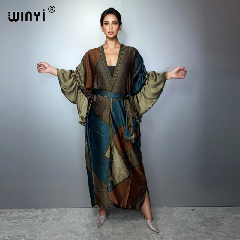 WINYI Women's Fashion Print Self-Belted Dress Summer Holiday Bubble Sleeve Cardigan Beach Wear Swim Suit Cover-Up Kimono
WINYI Women's Fashion Print Self-Belted Dress Summer Holiday Bubble Sleeve Cardigan Beach Wear Swim Suit Cover-Up Kimono