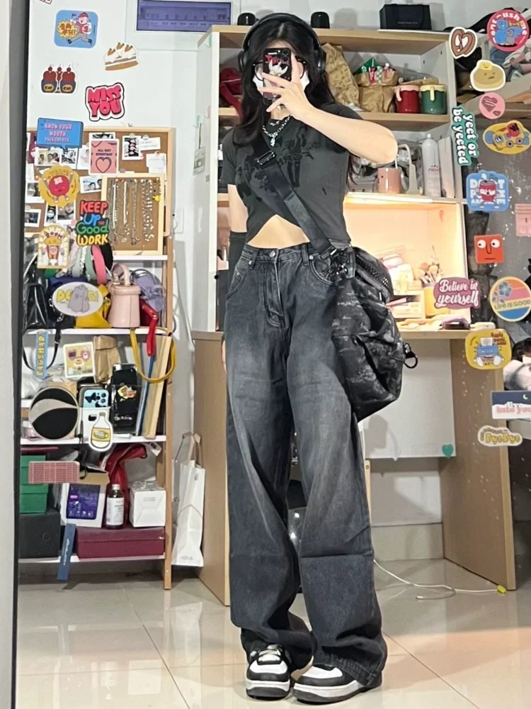 Vintage Black Jeans Women Baggy Y2K High Waiste Jeans Wide Leg Denim Trousers 2024 Streetwear Retro Grunge Oversized A181
Vintage Black Jeans Women Baggy Y2K High Waiste Jeans Wide Leg Denim Trousers 2024 Streetwear Retro Grunge Oversized A181