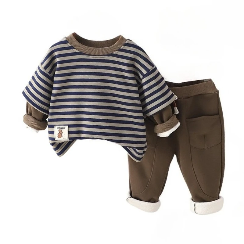 New Autumn Winter Baby Clothes Children Boys Thick T-Shirt Pants 2Pcs/Sets Girls Clothing Infant Striped Costume Kids Tracksuits
New Autumn Winter Baby Clothes Children Boys Thick T-Shirt Pants 2Pcs/Sets Girls Clothing Infant Striped Costume Kids Tracksuits