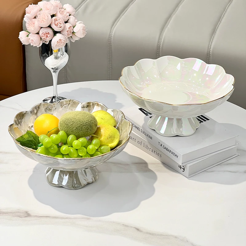 High Quality Livingroom Fruit High Feet Plate Light Luxury Large Capacity Ceramic Plates Nordic Tabletop Decorative Tableware
High Quality Livingroom Fruit High Feet Plate Light Luxury Large Capacity Ceramic Plates Nordic Tabletop Decorative Tableware