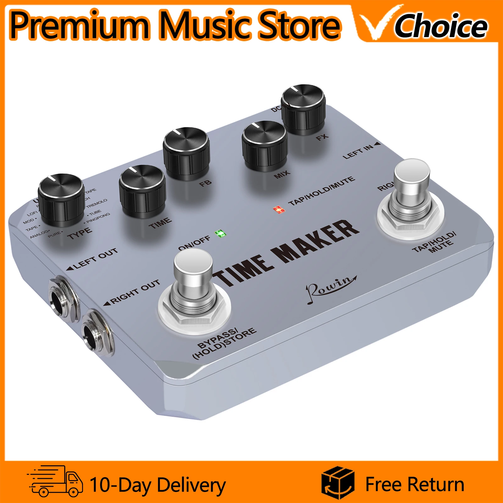 Rowin Guitar Effect Pedal LTD-02 Ultimate Time Maker Dual Foot Switch Multi-Box 11 Types Delay Tape Effects Tap Tempo Function
Rowin Guitar Effect Pedal LTD-02 Ultimate Time Maker Dual Foot Switch Multi-Box 11 Types Delay Tape Effects Tap Tempo Function