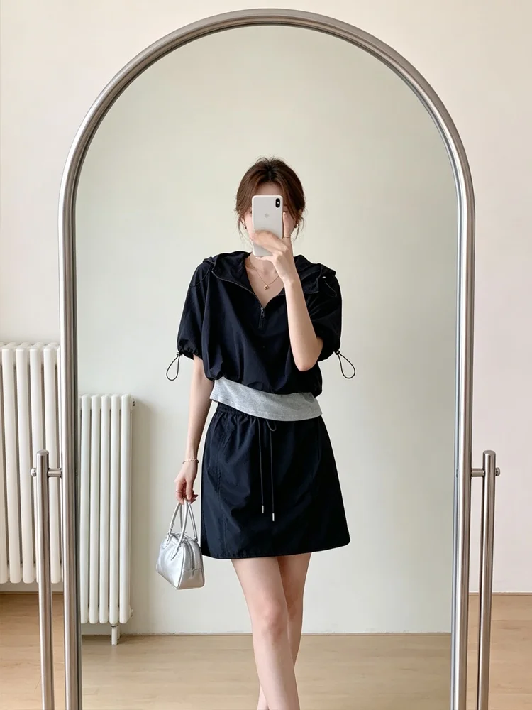 Anti-Aging Summer New Style Women's Fashion Set Drawstring Hoodie Short Skirt Two-Piece Set Casual Loose Fit Moisture-Wicking
Anti-Aging Summer New Style Women's Fashion Set Drawstring Hoodie Short Skirt Two-Piece Set Casual Loose Fit Moisture-Wicking