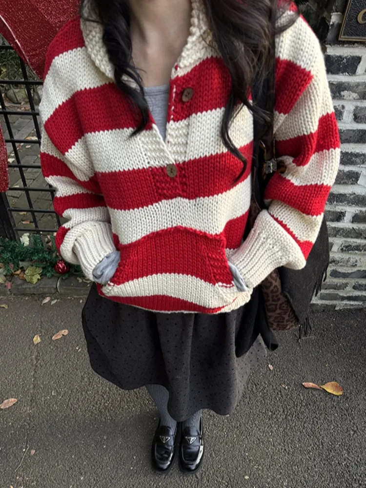 Thiened Lazy Sle Striped Knitted Sweater f Open Collar Pullover Autumn Winter New Arrival Women's Faion Casual Wear
Thiened Lazy Sle Striped Knitted Sweater f Open Collar Pullover Autumn Winter New Arrival Women's Faion Casual Wear