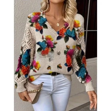 Fashionable Casual Long Sleeve V-Neck Hollow out Sweater 2025 New Arrival Women's Autumn Winter Hot Sale Cross-Border Knitwear
Fashionable Casual Long Sleeve V-Neck Hollow out Sweater 2025 New Arrival Women's Autumn Winter Hot Sale Cross-Border Knitwear